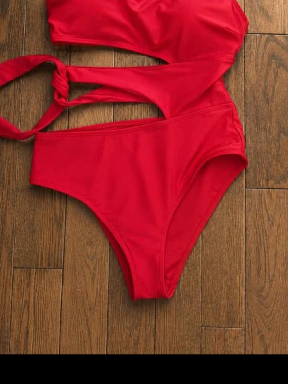 Red One-Piece Cutout Swim Suit - Women Swim